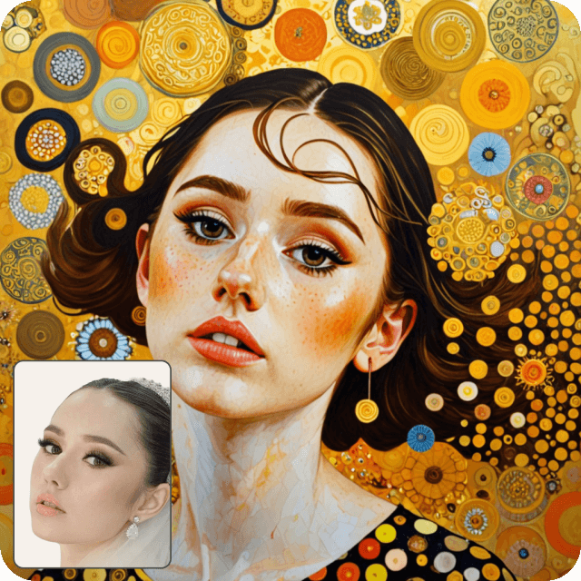 Portrait in the style of Gustav Klimt