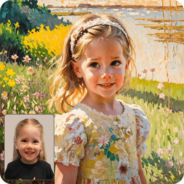 Portrait in the style of Claude Monet